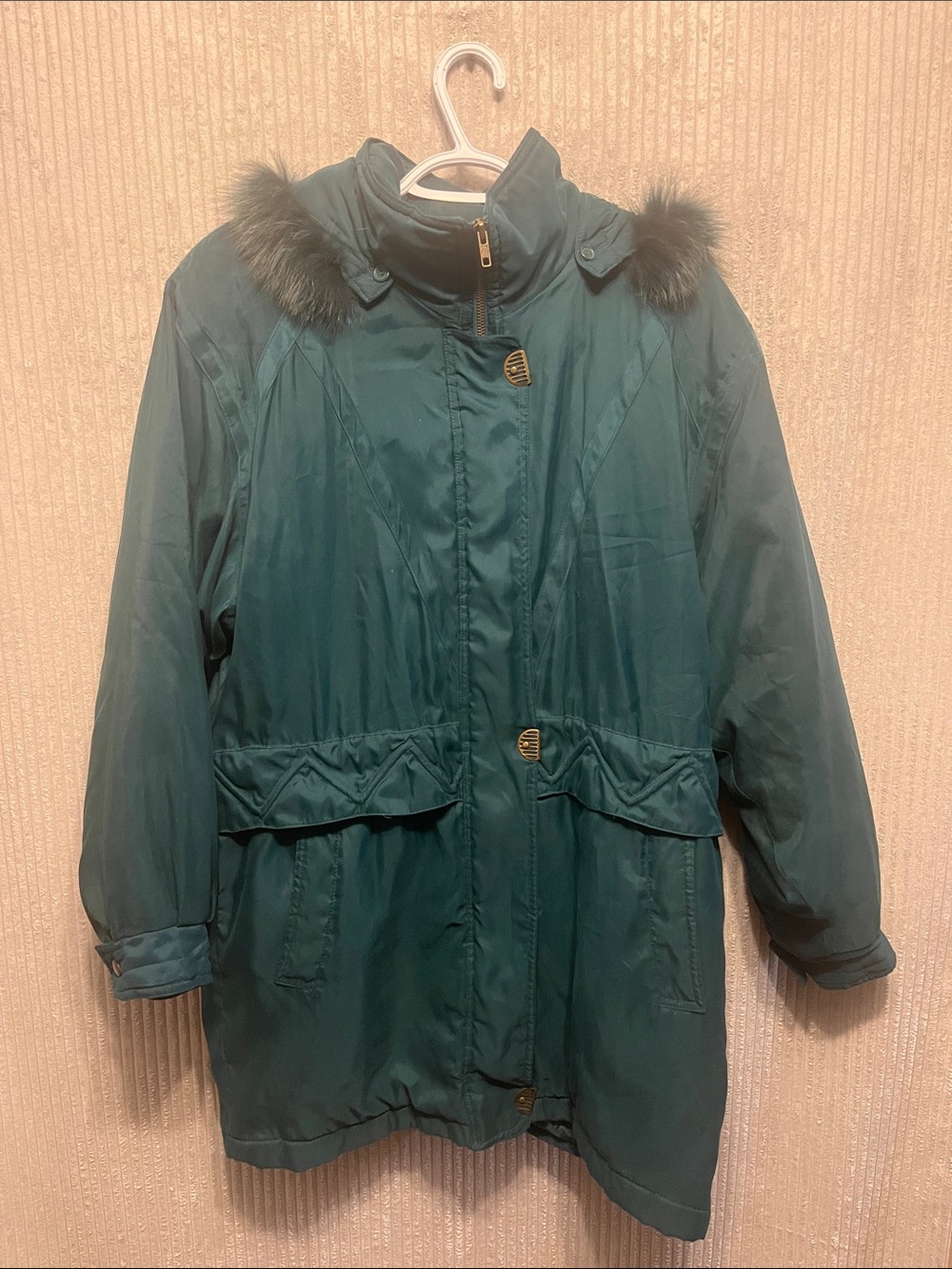 Women's  Classique Outerwear Collections Teal Fur-Trim Puffer Parka Small